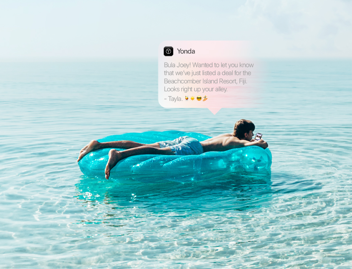 Relaxing on a pool float in clear water
