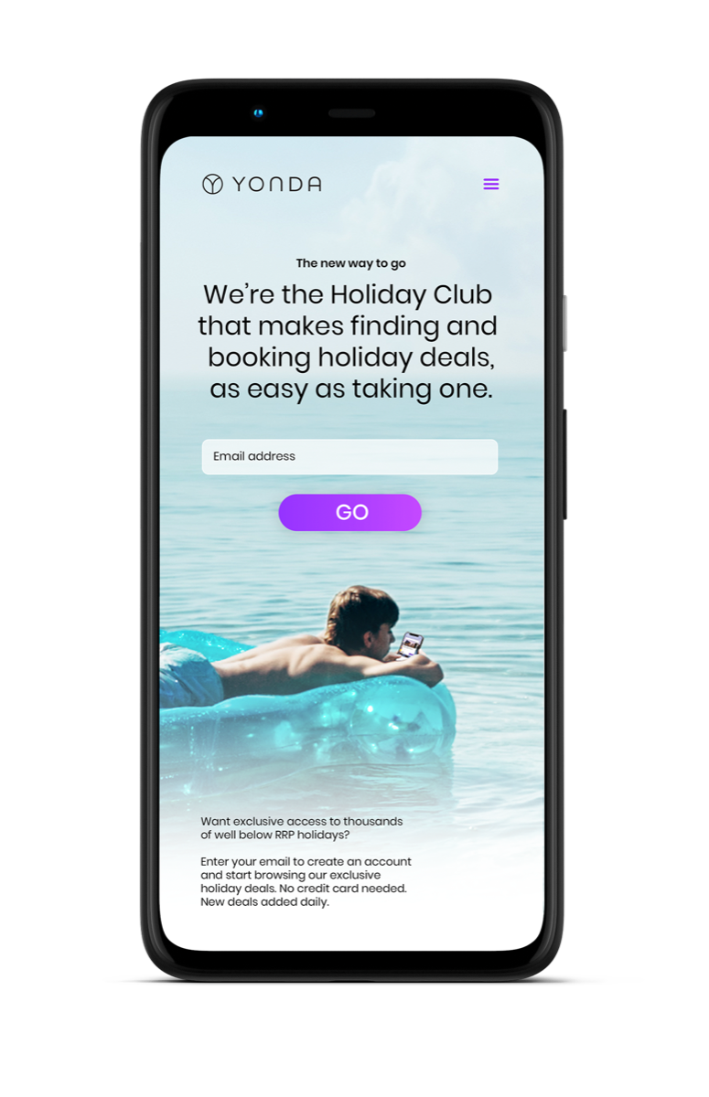YONDA sign up on mobile
