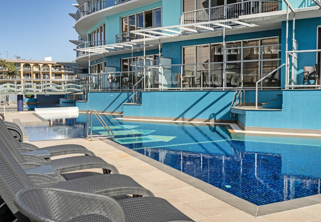 Poolside at Rolling Surf Resort in Caloundra, Sunshine Coast Accommodation