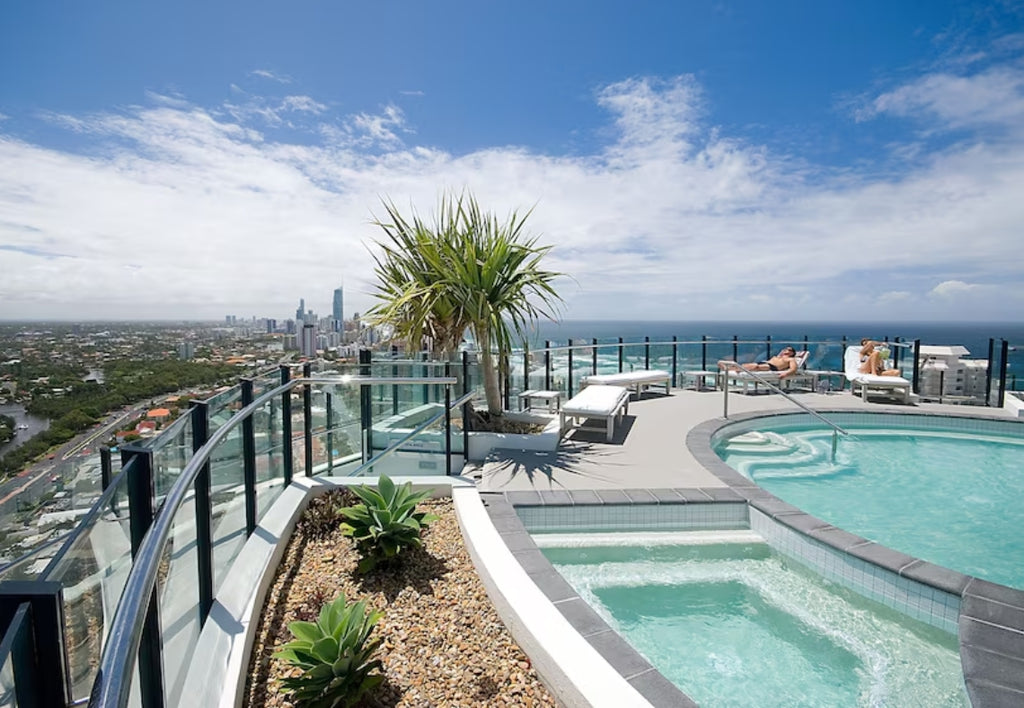The Wave Resort Rooftop pool view in Broadbeach